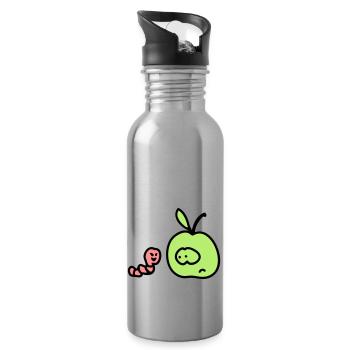 Apfel + Wurm 3 - Trinkflasche mit integriertem Trinkhalm - Lightsilver - Rechts