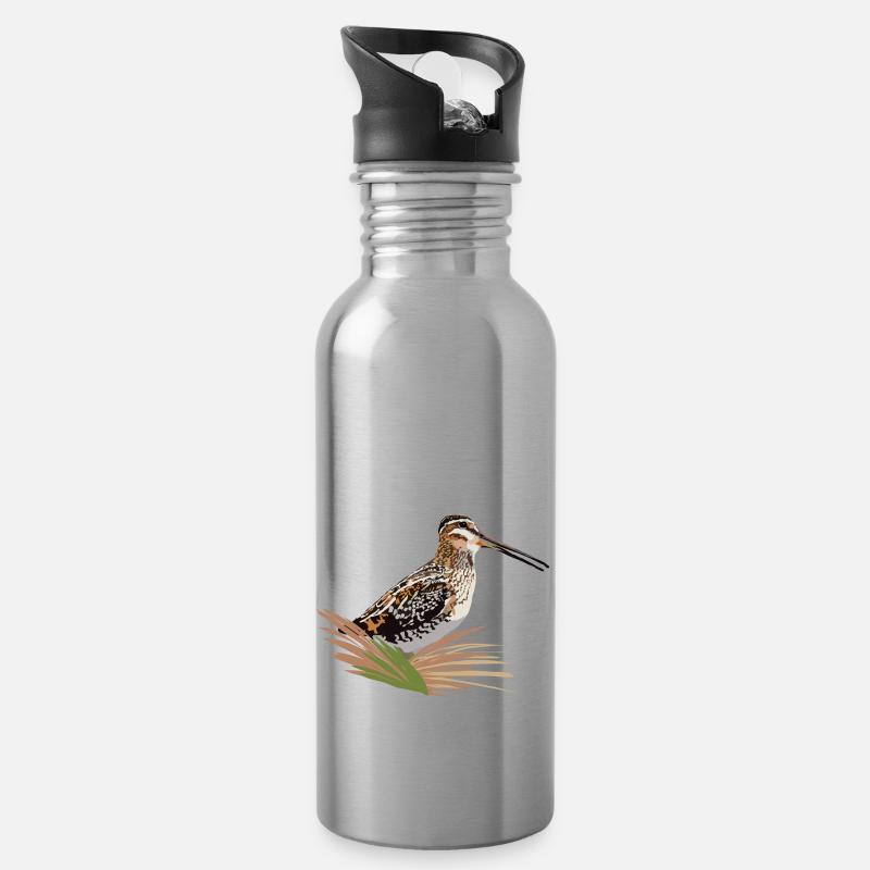 Doppelschnepfe - Trinkflasche mit integriertem Trinkhalm - Lightsilver