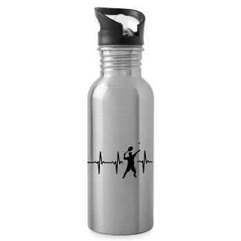 MY HEART BEATS FOR TENNIS! - Water bottle with straw - silver - Right
