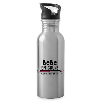 bébé en cours(veuillez patienter) - Gourde avec paille intégrée - argent clair - Droite