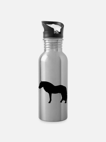 Schwarzwälder Kaltblut - Trinkflasche mit integriertem Trinkhalm - Lightsilver