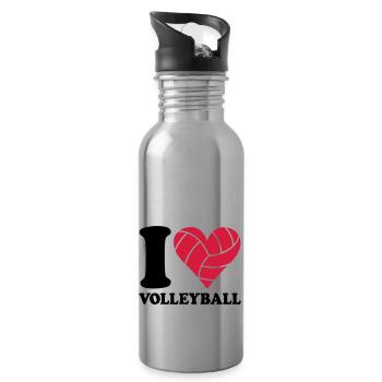 I love Volleyball - Trinkflasche mit integriertem Trinkhalm - Lightsilver - Rechts