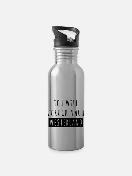 Ich will zurück nach Westerland - Trinkflasche mit integriertem Trinkhalm - Lightsilver