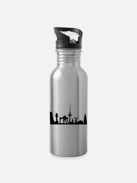 skyline keel - Water bottle with straw - silver