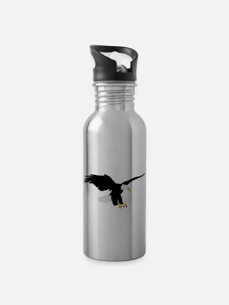 Eagle - Trinkflasche mit integriertem Trinkhalm - Lightsilver