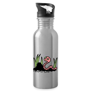 Earthworm Earth - 3 - Water bottle with straw - silver - Right