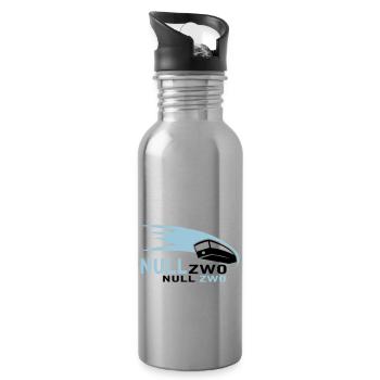 0202 - 10cm x 6cm - Trinkflasche mit integriertem Trinkhalm - Lightsilver - Rechts