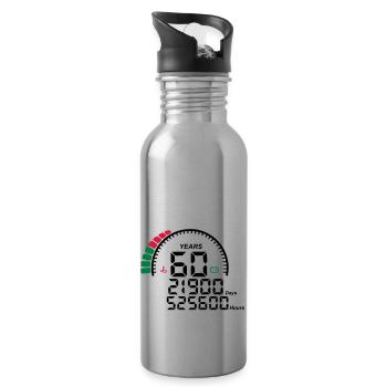 Gegen Jubiläum Jahre 60 Jahre - Trinkflasche mit integriertem Trinkhalm - Lightsilver - Rechts