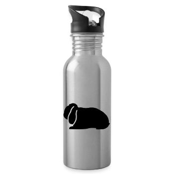 NHD emblem Dwarf Lop rabbit ram - Water bottle with straw - silver - Right