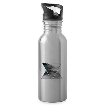 Dreieck Nebel und Wald - Trinkflasche mit integriertem Trinkhalm - Lightsilver - Rechts