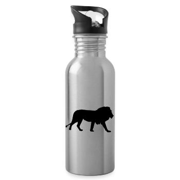Löwe - Trinkflasche mit integriertem Trinkhalm - Lightsilver - Rechts