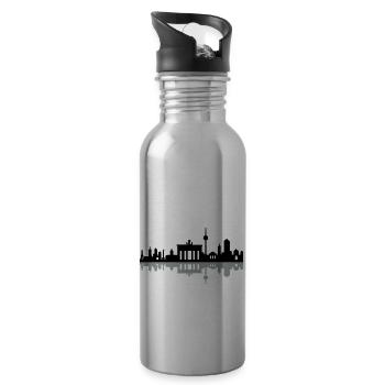 Skyline Berlin Schatten - Trinkflasche mit integriertem Trinkhalm - Lightsilver - Rechts