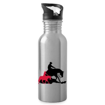 Reining vs Ranch Riding - Trinkflasche mit integriertem Trinkhalm - Lightsilver - Rechts