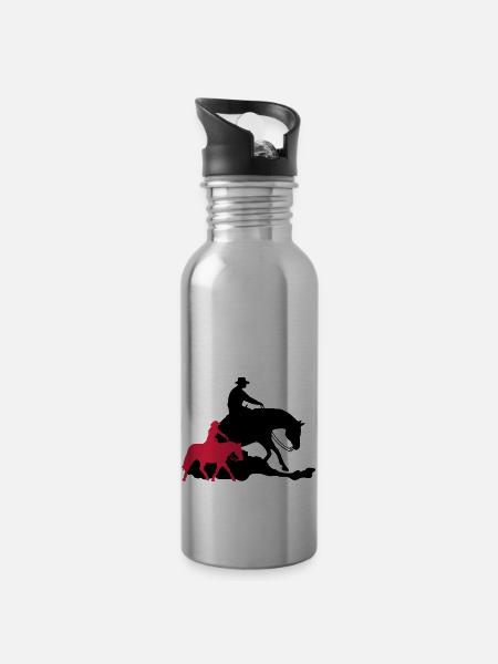 Reining vs Ranch Riding - Gourde avec paille intégrée - argent clair