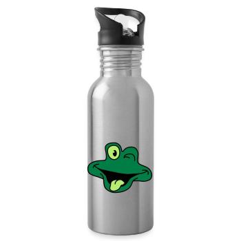 Grenouille comique impertinent visage - Gourde avec paille intégrée - argent clair - Droite
