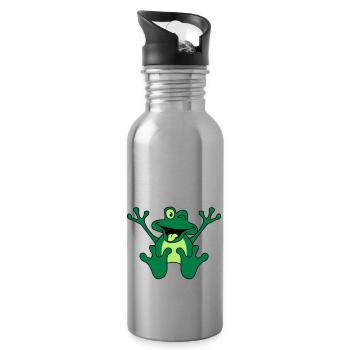 Funny Sitting Comic Frog - Trinkflasche mit integriertem Trinkhalm - Lightsilver - Rechts