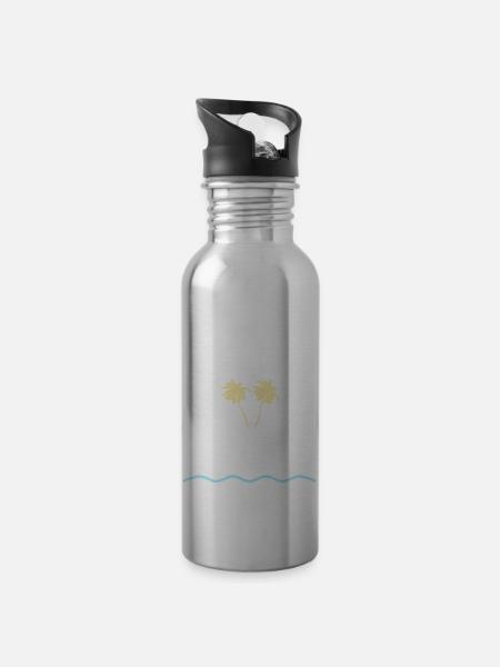 Traumurlaub Sardinien - Trinkflasche mit integriertem Trinkhalm - Lightsilver