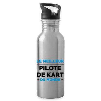 Karting / Kart / Automobile / Sport / Voiture - Gourde avec paille intégrée - argent clair - Droite