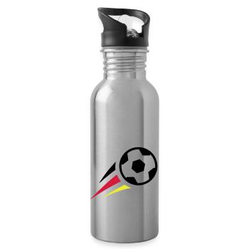 Fußball mit Streifen Deutschland - Trinkflasche mit integriertem Trinkhalm - Lightsilver - Rechts