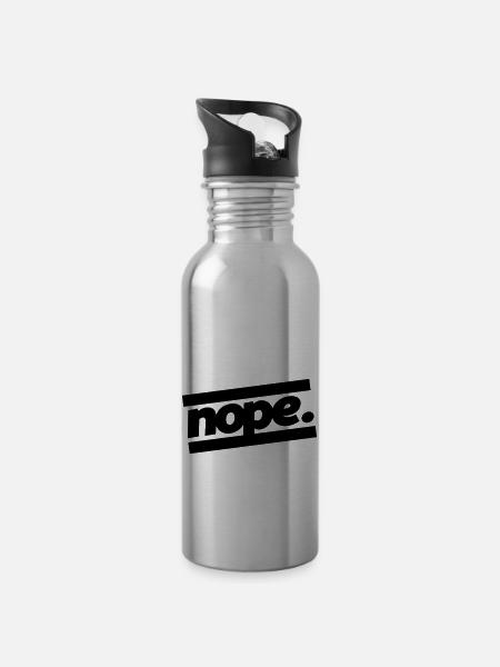 nope design - Trinkflasche mit integriertem Trinkhalm - Lightsilver