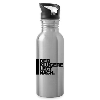 DER KLÜGERE LEGT NACH. - Trinkflasche mit integriertem Trinkhalm - Lightsilver - Rechts