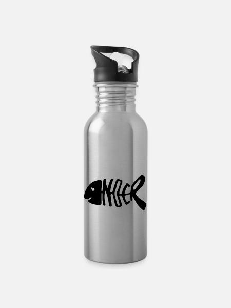 Noer fish exitshirt - Water bottle with straw - silver