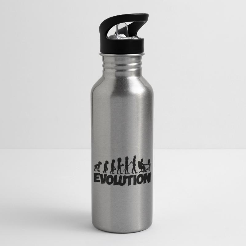 Computer Nerd Evolution Trinkflasche mit integriertem Trinkhalm