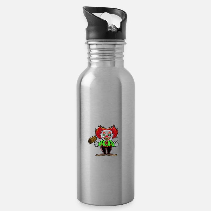 Evil Clown Scary - Gourde avec paille intégrée - argent clair