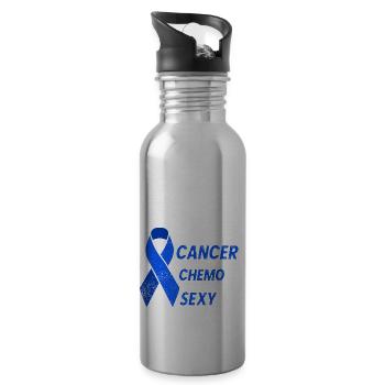 Fighting cancer and still this sexy colon cancer - Water bottle with straw - silver - Right
