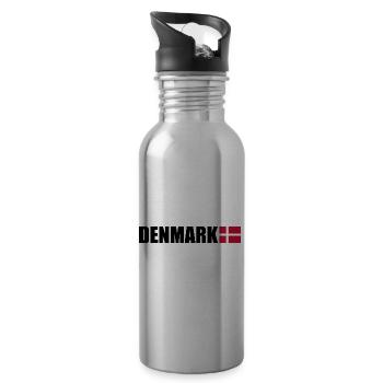 Dänemark - Trinkflasche mit integriertem Trinkhalm - Lightsilver - Rechts