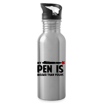 FUNNY SEX GIFT T-SHIRT, MUG, SWEATSHIRT, POLO - Water bottle with straw - silver - Right