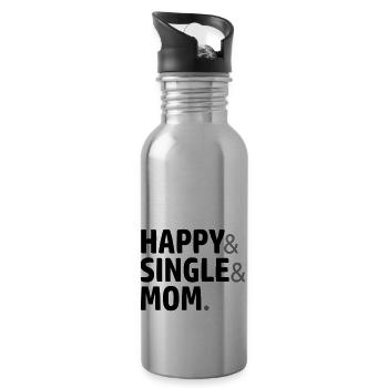 Logo Single Mom - Water bottle with straw - silver - Right