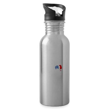 Gallischer Hahn Herzschlag EKG Puls Frankreich Fra - Trinkflasche mit integriertem Trinkhalm - Lightsilver - Rechts