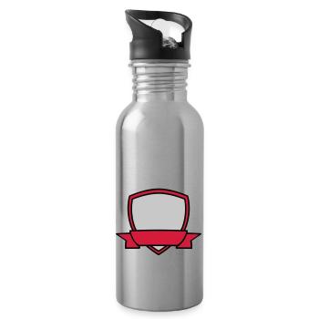 Shield Banner Empty - Water bottle with straw - silver - Right