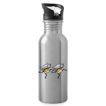2 dancing party beers - Water bottle with straw - silver - Right