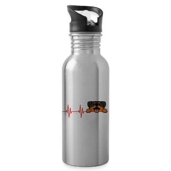 Rottweiler Heartbeat Drôles de propriétaires de chiens - Gourde avec paille intégrée - argent clair - Droite