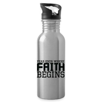 Fear Ends where Faith begins - Trinkflasche mit integriertem Trinkhalm - Lightsilver - Rechts