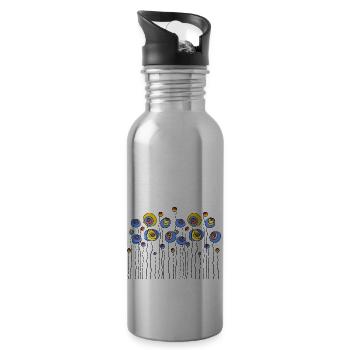 Fleur - Gourde avec paille intégrée - argent clair - Droite