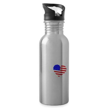 I love capitalism - Water bottle with straw - silver - Right