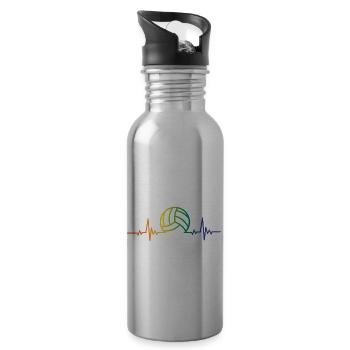 volley ball electroencephalogram Design for a - Water bottle with straw - silver - Right