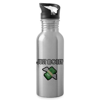 Geld - nur Geld - Trinkflasche mit integriertem Trinkhalm - Lightsilver - Rechts