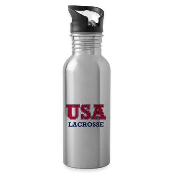 USA Lacrosse - National Colors - United States - Trinkflasche mit integriertem Trinkhalm - Lightsilver - Rechts