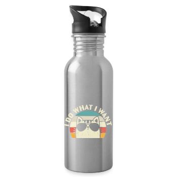 Je fais ce que je veux Des lunettes de soleil Pour amoureux des chats - Gourde avec paille intégrée - argent clair - Droite