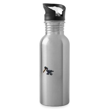 Schmied Herzschlag Goldschmied Hammer Amboss - Trinkflasche mit integriertem Trinkhalm - Lightsilver - Rechts