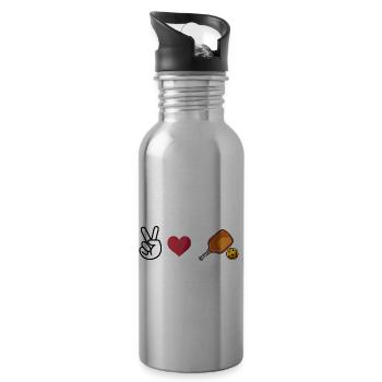 Pickleball Love Peace Schläger Sportart Spieler - Trinkflasche mit integriertem Trinkhalm - Lightsilver - Rechts