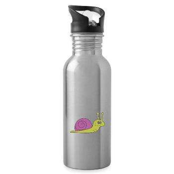 Lustiger Fitness-Spruch Schnecke - Trinkflasche mit integriertem Trinkhalm - Lightsilver - Rechts