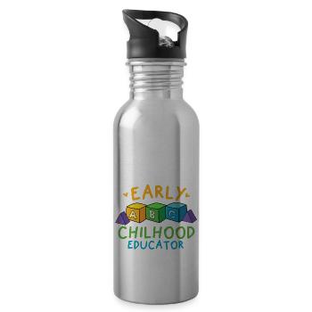 Early Childhood Educator Kindergarten Erzieher - Trinkflasche mit integriertem Trinkhalm - Lightsilver - Rechts