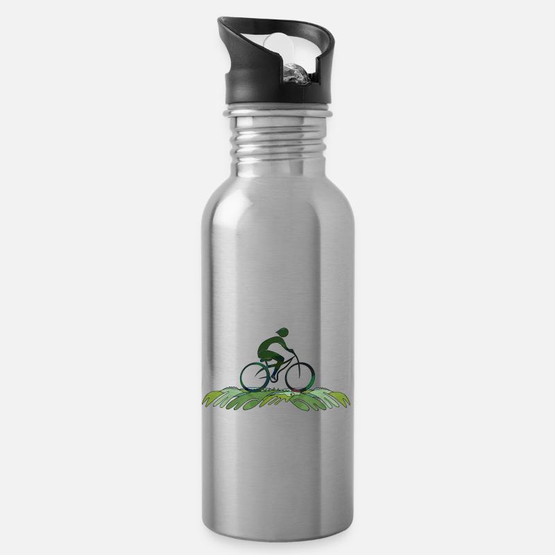 Radfahrer - Trinkflasche mit integriertem Trinkhalm - Lightsilver