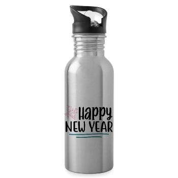 Design Happy New Year - Gourde avec paille intégrée - argent clair - Droite