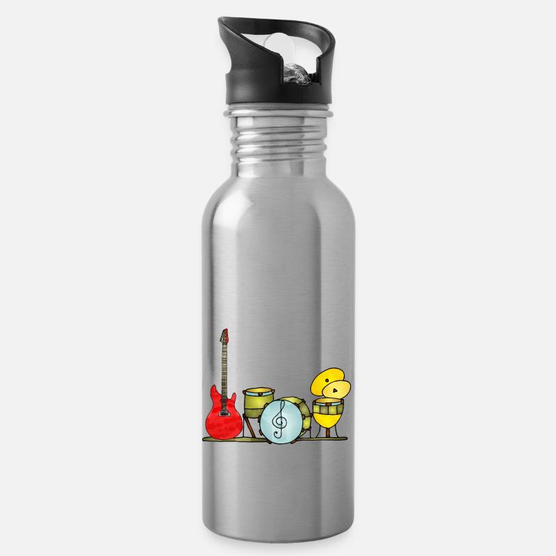 Musikinstrumente - Trinkflasche mit integriertem Trinkhalm - Lightsilver